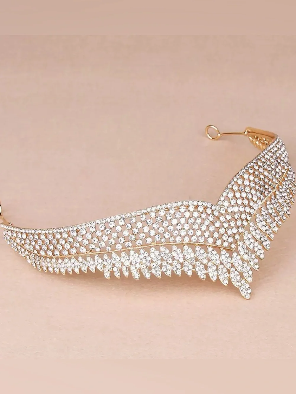 Crystal-Embellished Gold Tone Bridal Tiara Headband